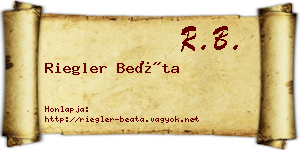 Riegler Beáta névjegykártya