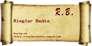 Riegler Beáta névjegykártya
